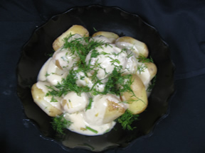 Roaste Potatoe in Creame Dille Sauce